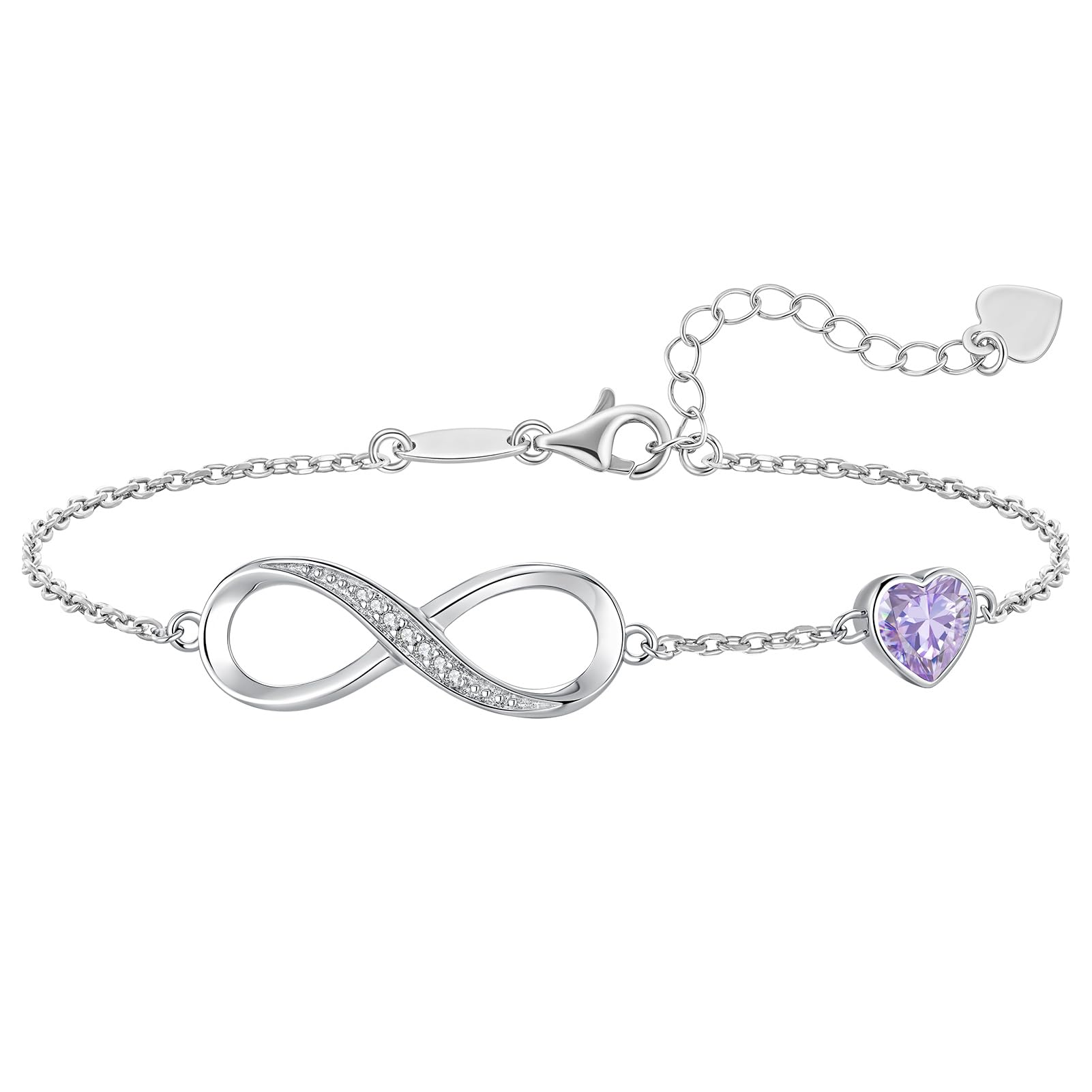 CDE 925 Sterling Silver Infinity Birthstone Bracelet Jewelry Gift for Women