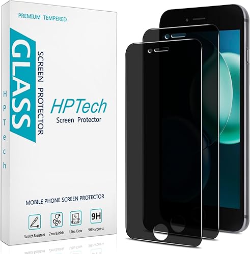 Miniatura 1 de HPTech Paquete de 2 protectores de pantalla de privacidad diseñados para iPhone SE 3, SE 2022, iPhone SE 2, SE 2020 de 4.7 pulgadas, vidrio templado