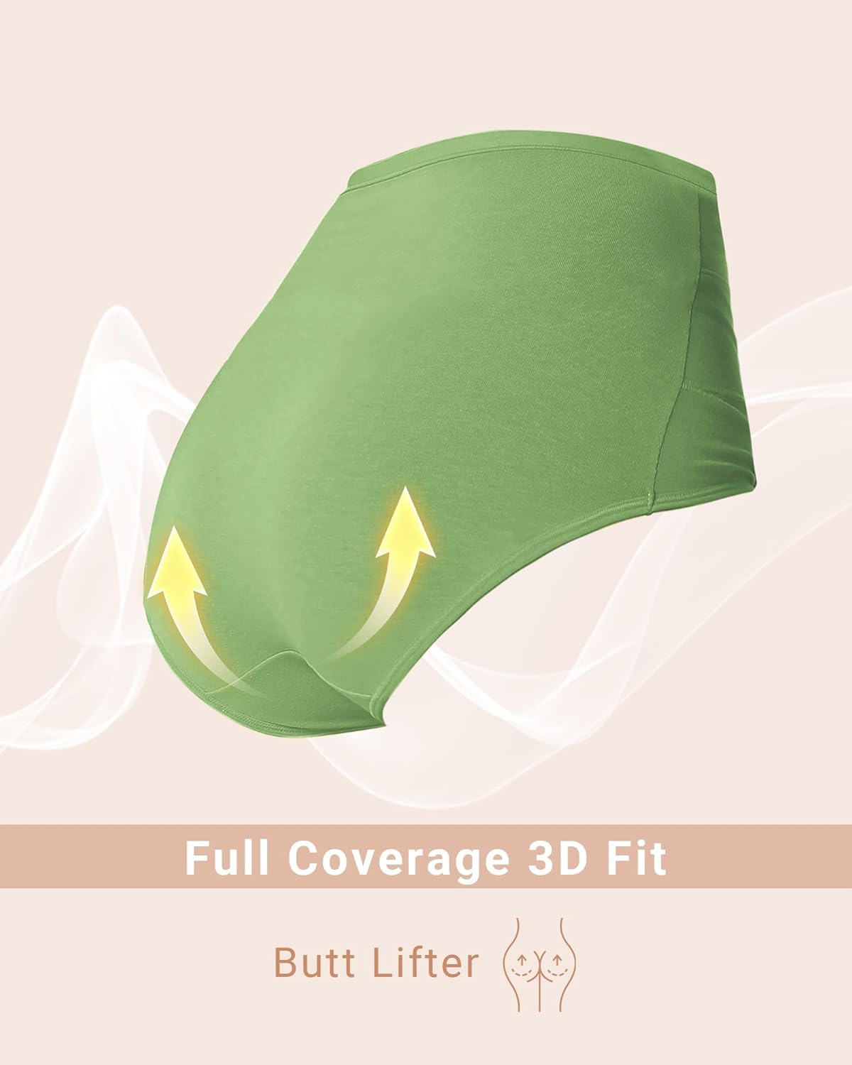 Women's Cotton Underwear High Waisted Tummy Control Ladies Panties Soft Stretch Full Coverage Briefs 4 Pack - Image 6