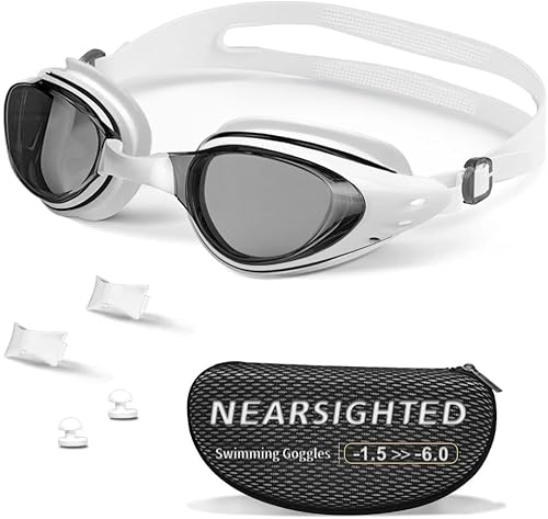 Miniatura 11 de Gafas de natación para miopía, polarizadas, antivaho, sin fugas, para mujeres, hombres, niños y adultos Negro -,Negro (Smoke Black),humo