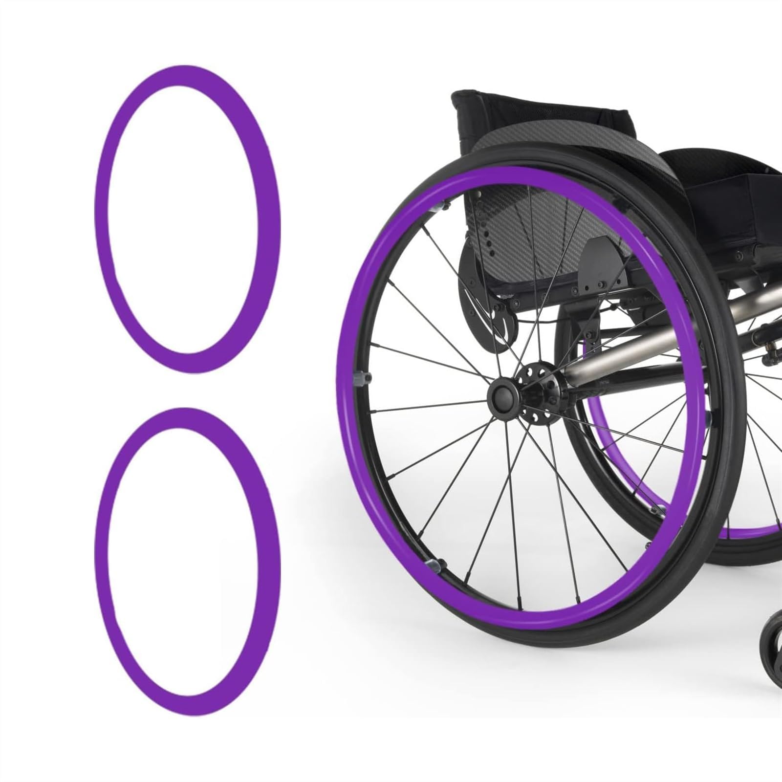 UYSELA 1 Paar Felgenhüllen aus Silikon für Rollstuhl, rutschfest und verschleißfest für eine bessere Haftung und Traktion, 55,8 cm, Violett