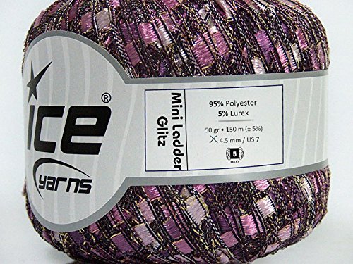 Lilac Shades Gold Sparkle Ladder Glitz Ribbon Yarn 38612