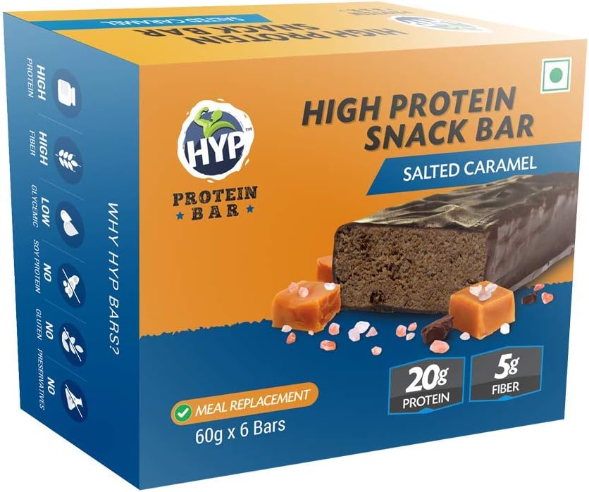 Whey Protein Bar, Salted Caramel (6x60g) | 20g Protein Per Bar | Packed With Whey Protein | Gluten Free Protein Bars | Protein Snacks with No Soy Protein