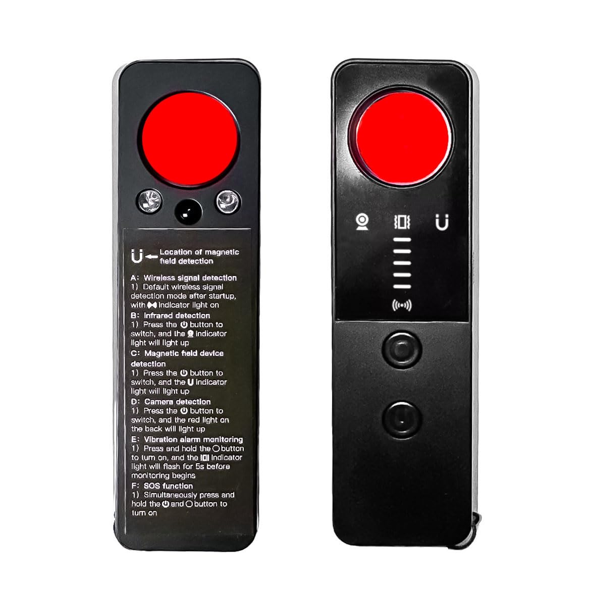 Detector de microespías y GPS para coche, casa, oficina, cámaras y señales inalámbricas profesionales y de bolsillo con doble alarma y linterna LED (T4)
