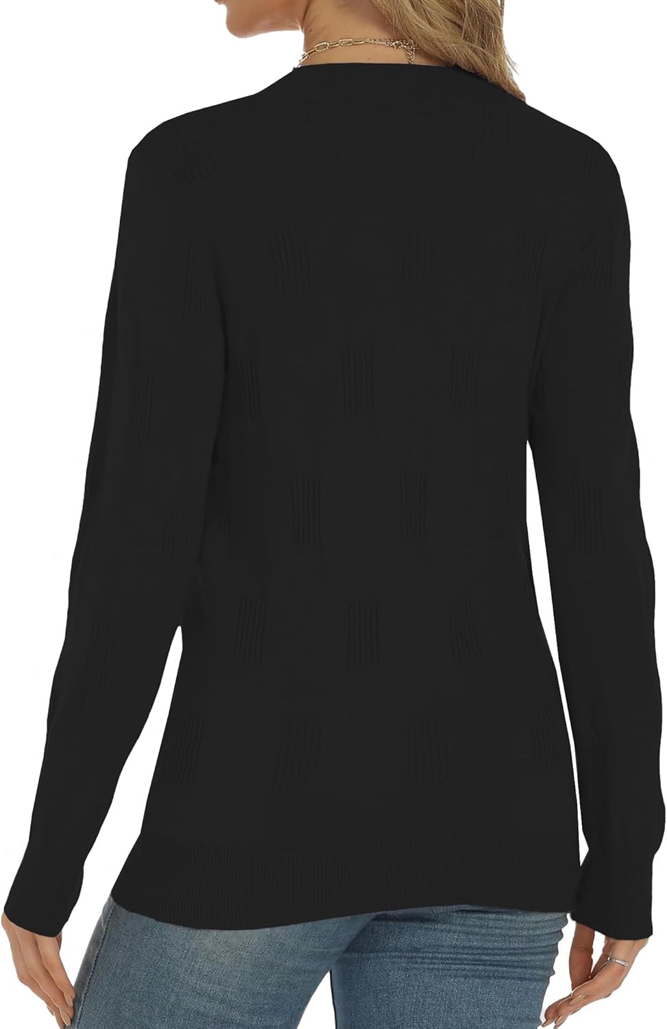 Buauty Womens Fashion V Neck Long Sleeve Knitted Ribbed Pullover Sweaters Casual Lightweight Loose Fit Jumper Tops - Image 5