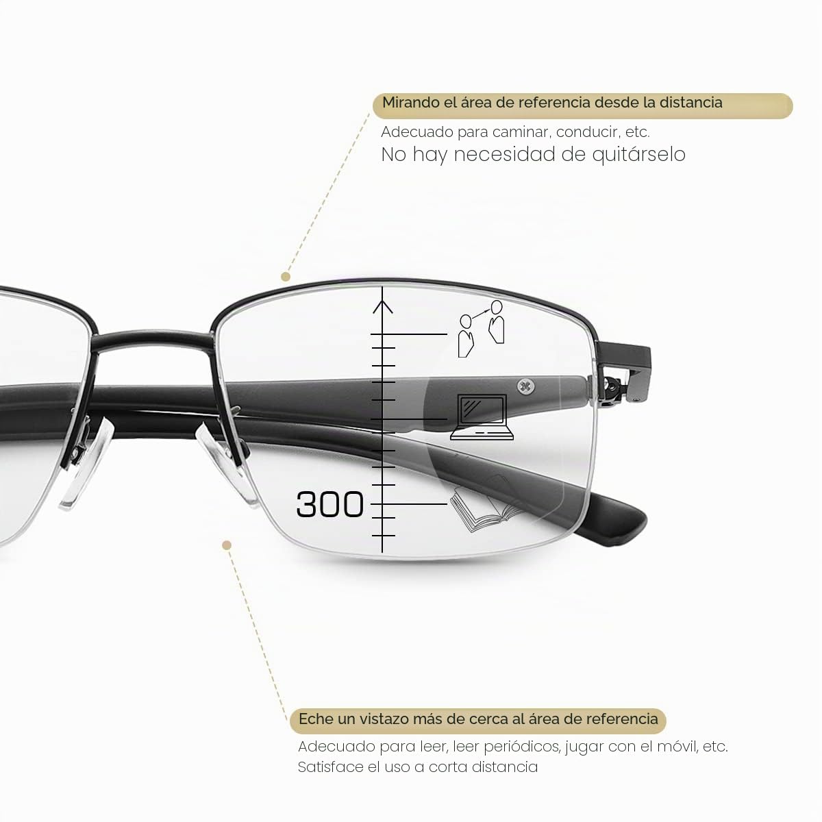 MIRYEA Fotocromáticas Multifocales Progresivas Gafas de Lectura Hombres Mujeres Bisagras Resorte Protección UV Gafas de Sol