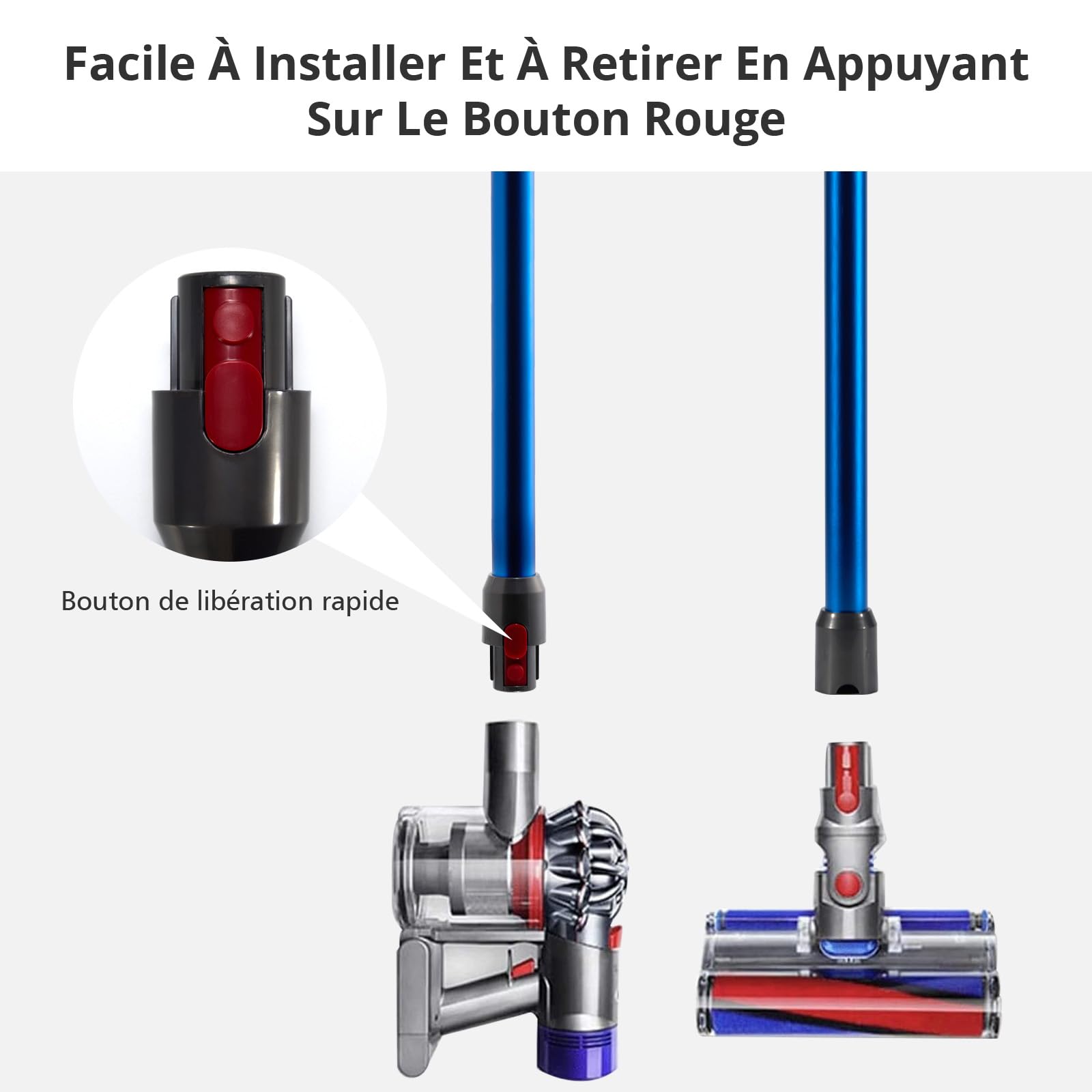 Cheerhom 1 x rura teleskopowa Quick Release sztywny pręt kompatybilny z Dyson V7 V8 V10 V11 V15 Stick Cleaners, niebieski