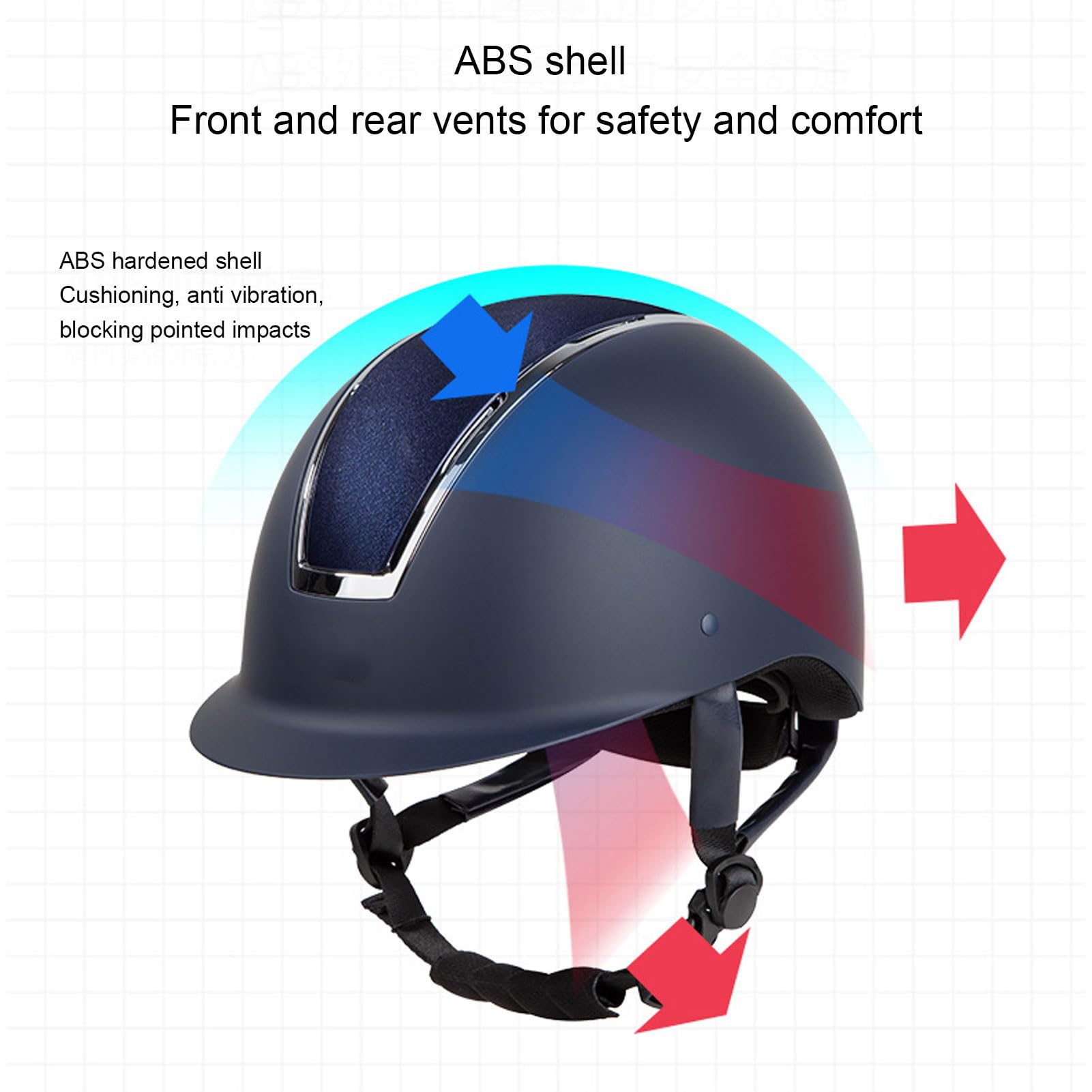 Drfeify Kask Szkolny Deluxe, Amortyzujący, Szybkoschnący, Regulowany, Oddychający, Ochronny Kask Jeździecki ABS EPS do Jazdy Konnej (L)