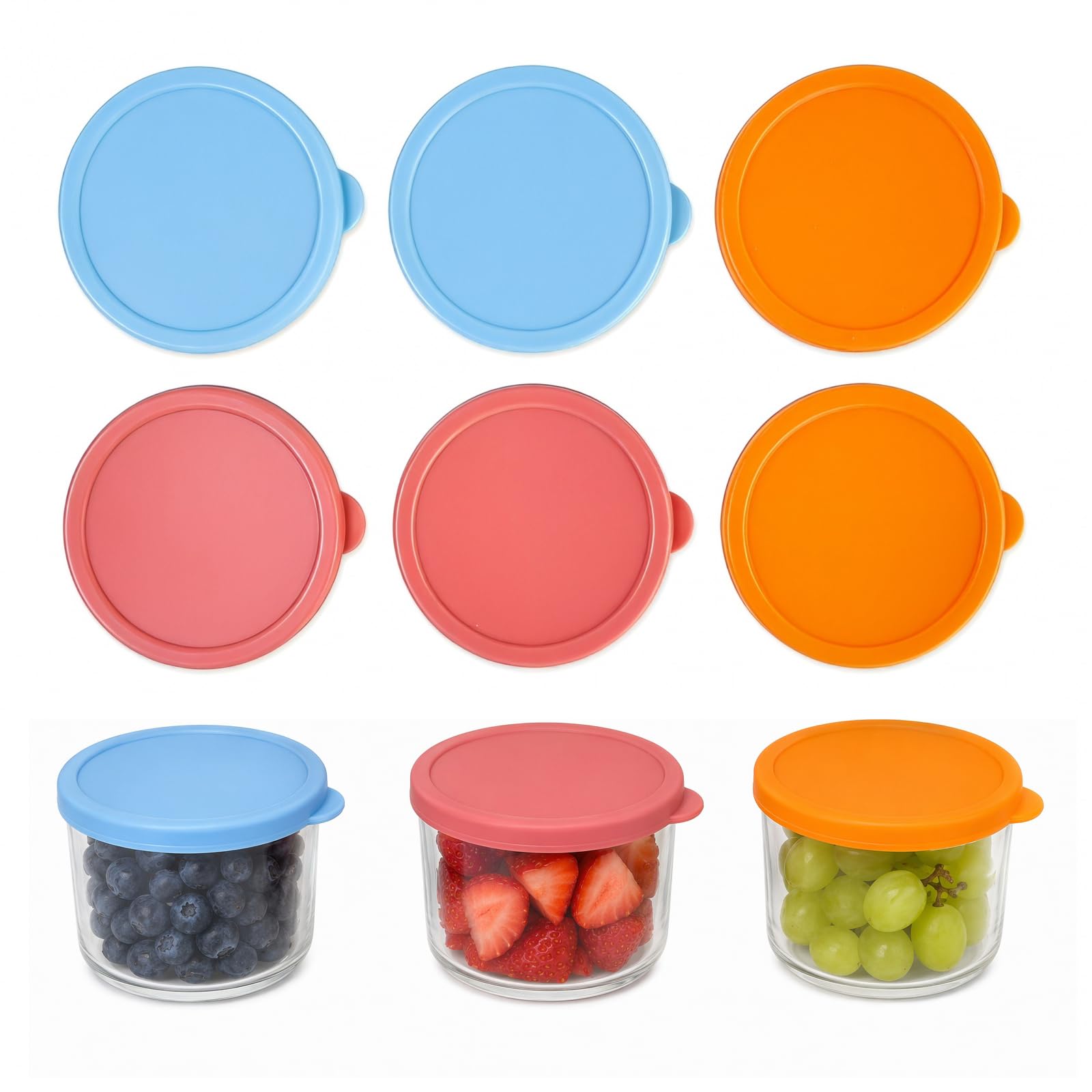 6 Pack Silicone Lids for Gü Pots, Reusable Airtight Sealing Jar Lids Compatible with Gu Puds Cheesecake & Dessert Glass Jars, Food Grade Silicone Milk Bottle Tops (Jars Not Included)