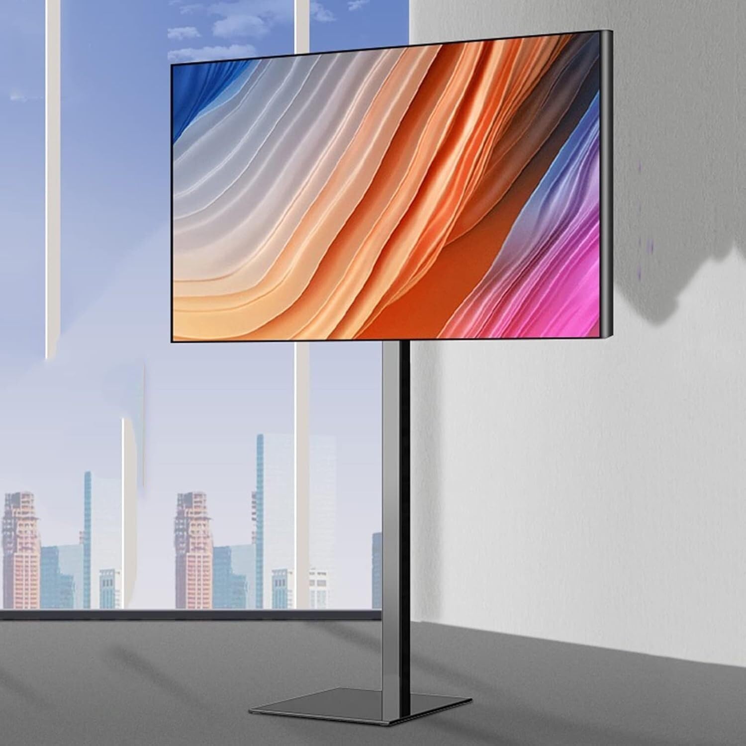 TV Stand Rotating TV Floor Stand, Suitable for 32-65 Inch TVs, Black Height Adjustable, Space Saving