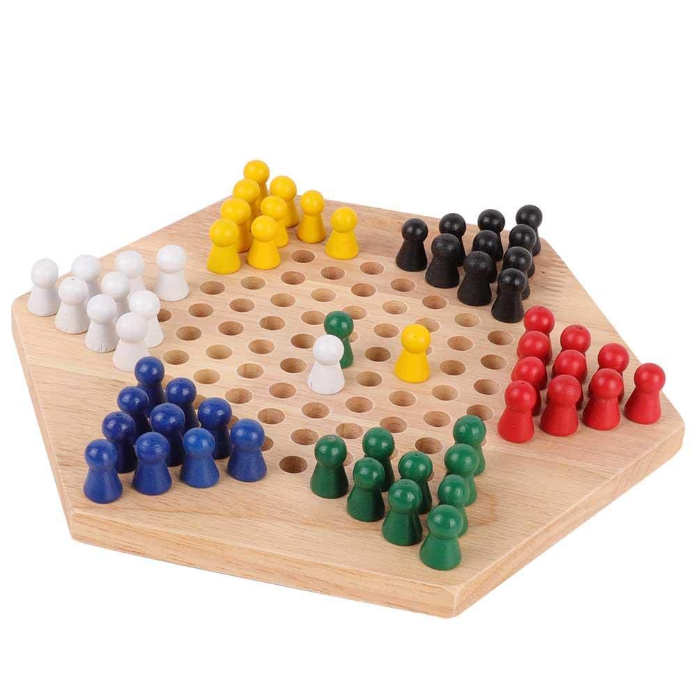 jeu de dames,stimule développement cognitif jeu de société en bois hexagonal traditionnel for familles enfants éducation voyage fêtes