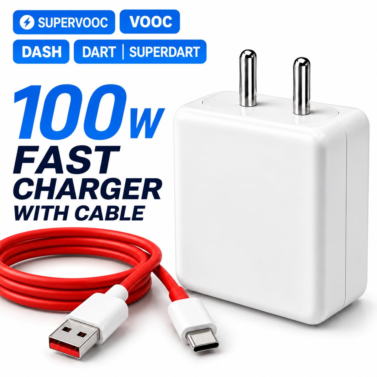 100W Fast Charger with 1M Type C Cable | 100W Fast Charging Adapter Compatible with OnePlus, Oppo & realme Devices | Type C Mobile Charger — Amazon image 2