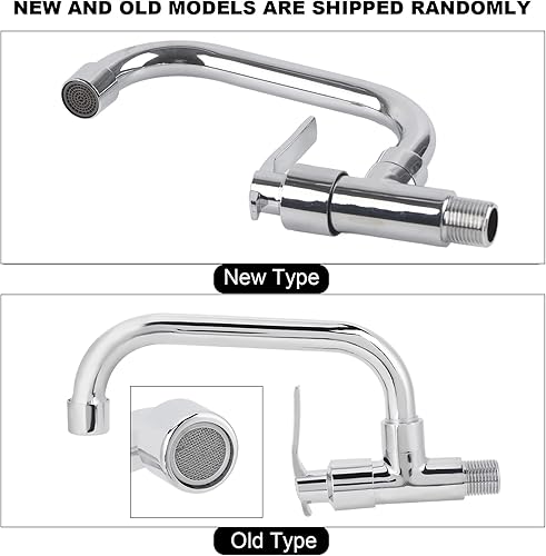 Miniatura 5 de AUNMAS Grifo de cocina de montaje en pared, grifo de agua fría G1/2 pulgadas, color plateado, grifo de lavabo de lavado individual, lavabo