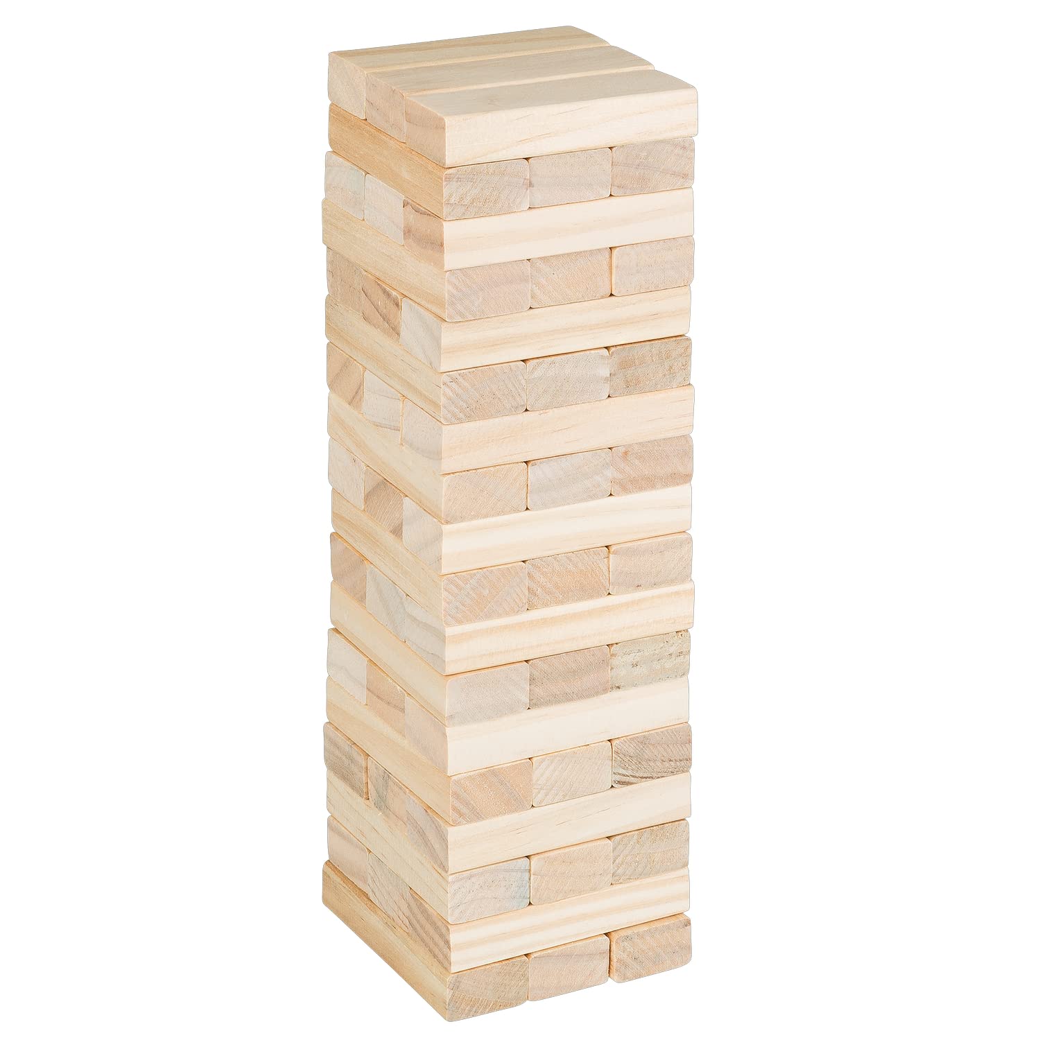 Idena 40087 - Gioco della torre Wobble in legno, gioco di abilità con 54 blocchi da costruzione e borsa per riporli, circa 8 x 8 x 26 cm torre impilabile grande