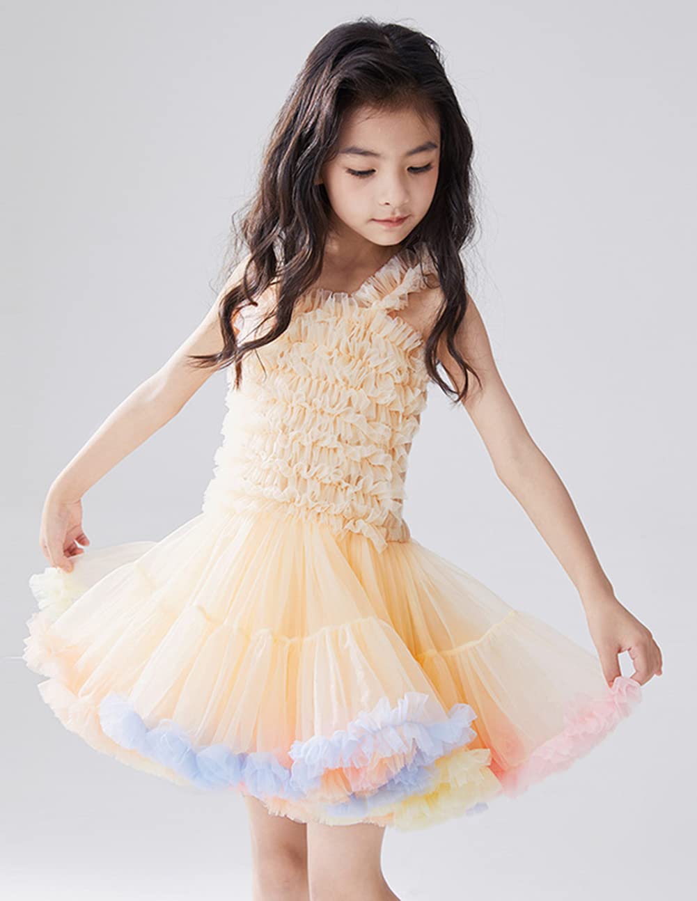 Abito Tutu per Bambina Abito da Balletto in Tulle di Pizzo per Bambini Gonna da Balletto per Feste di Compleanno Abito da Sposa da Spiaggia