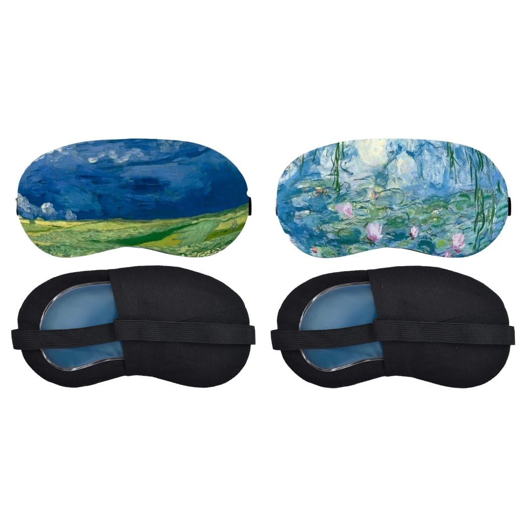 Aoxeria Blue Mountain Landscape Painting, Water Lily Garden Sleeping Mask Combo, Soft Comfortable Light-Blocking Eye Cover for Women, Men & Kids, Reusable Blindfold for Night Sleep (Pack of 2)-image-48