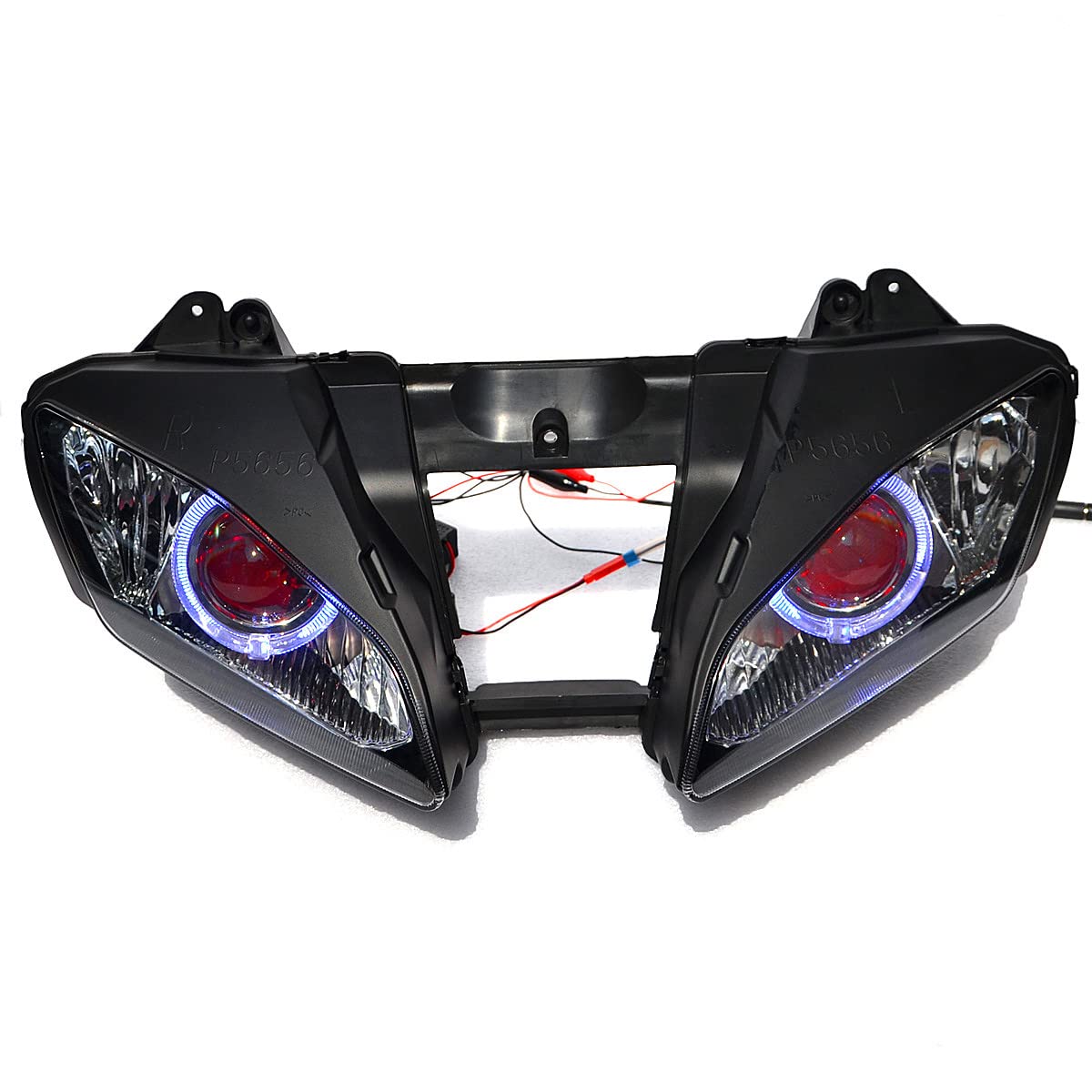 LED Red Demon Blue Angel Eyes Headlight Assembly For Yamaha YZF R6 2006-2007 HID bulb