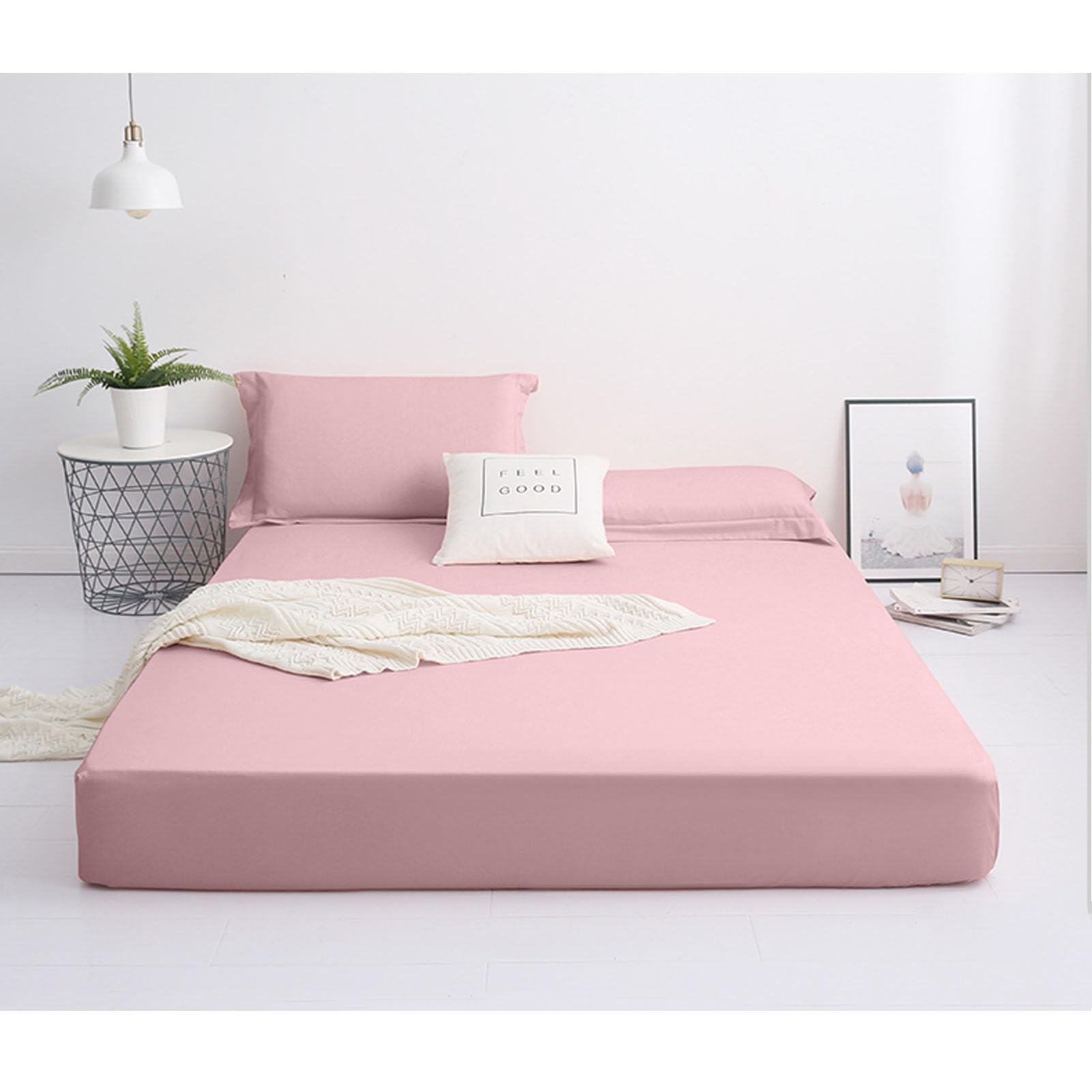 Premium Hotel Quality 100% bawełniane prześcieradło z gumką 25 cm głęboka kieszeń miękka oddychająca dla podwójnego podwójnego pełnego króla króla 1 sztuka bez poszewki na poduszkę Łatwa pielęgnacja
