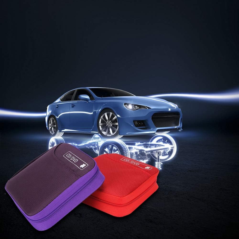 Siveit CD Case, 32 Disc CD DVD Wallet Storage Organizer Holder VCD Binder Bag Album Booklet (Purple)