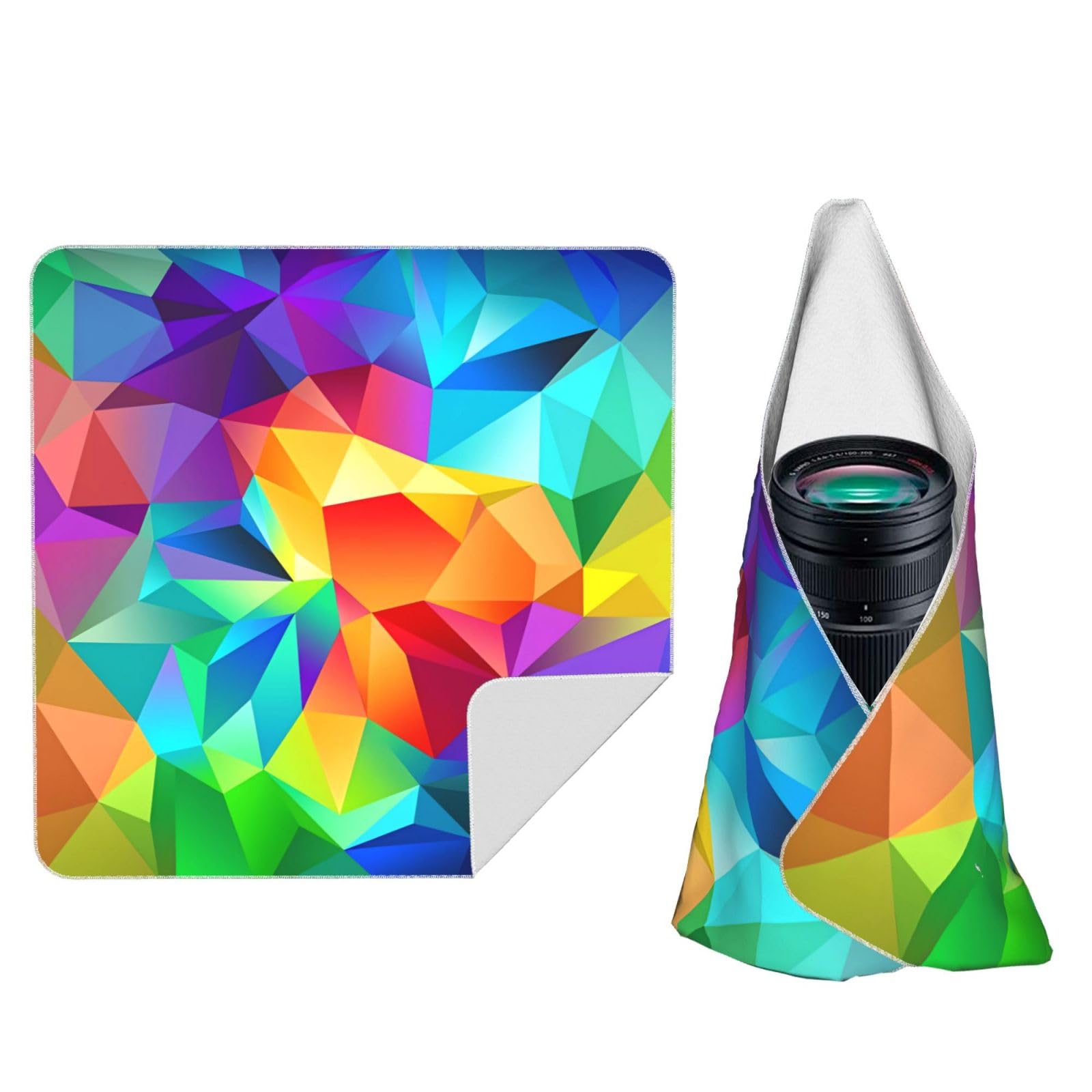 Zhaoyugoods Black Rainbow Geometric Camera Wrap Cloth