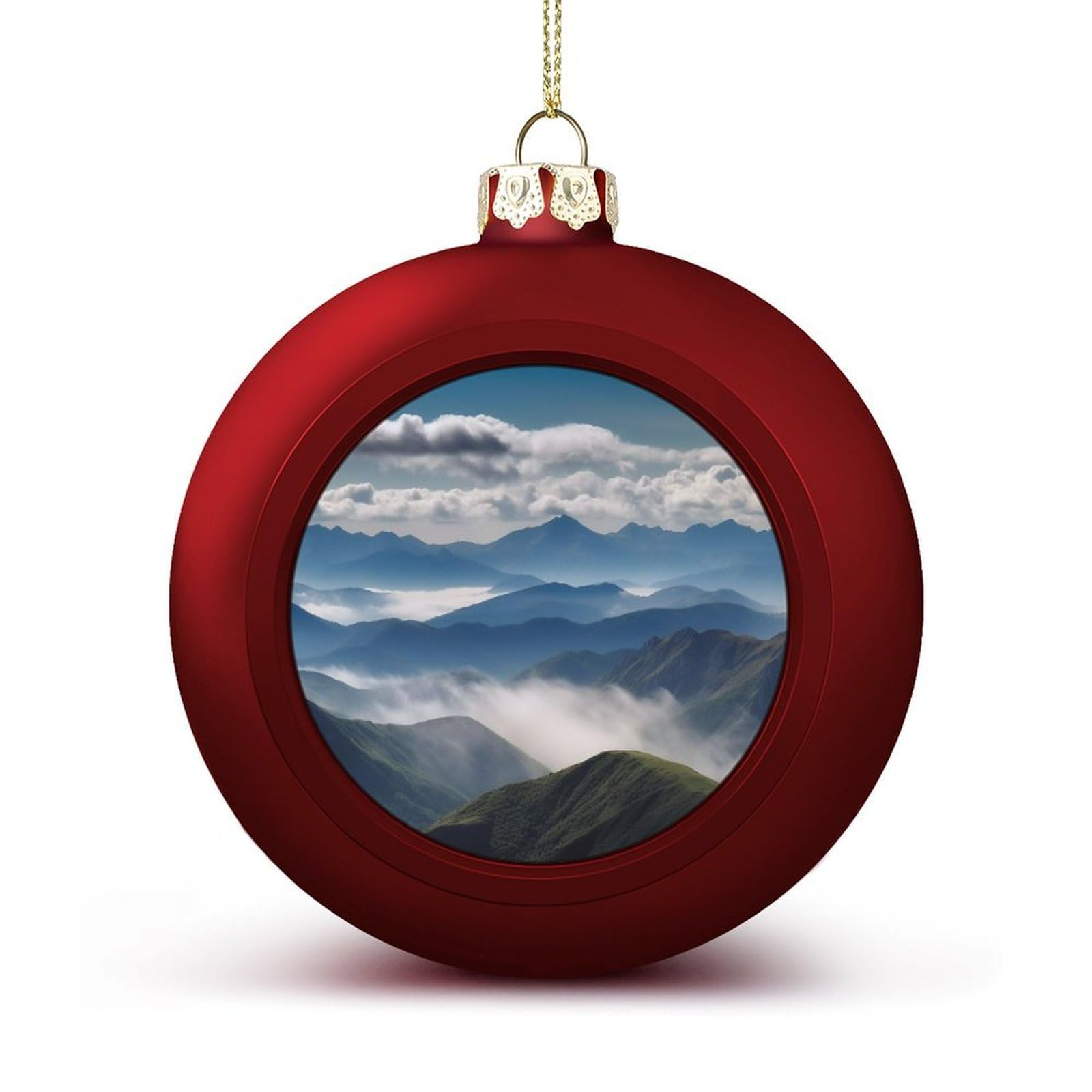 Landscape with Mountains and Clouds Christmas Balls Ornaments for Xmas Christmas Tree 1.6" Hanging Shatterproof Xmas Balls Hanging Decor Pendants for Holiday Party Outdoor Indoor DIY Craft Supplies