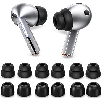 6 Pairs Galaxy Buds 3 Pro Earplugs Silicone + Memory Foam Material for Samsung Buds 3 Pro and Galaxy Buds4 Pro Black S/M/L with Dust Mesh 3 Pairs Silicone and 3 Pairs Memory Foam