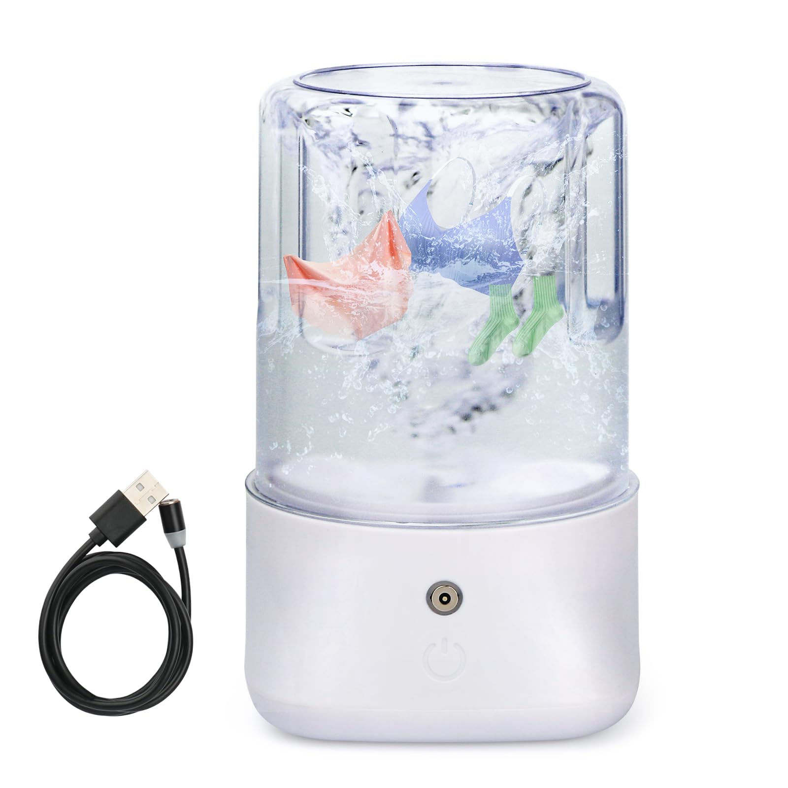 Mini lavadora portátil – Lavadora pequeña recargable por USB con 2 modos de limpieza profunda para ropa interior, calcetines y ropa de bebé, lavandería compacta de viaje para apartamento