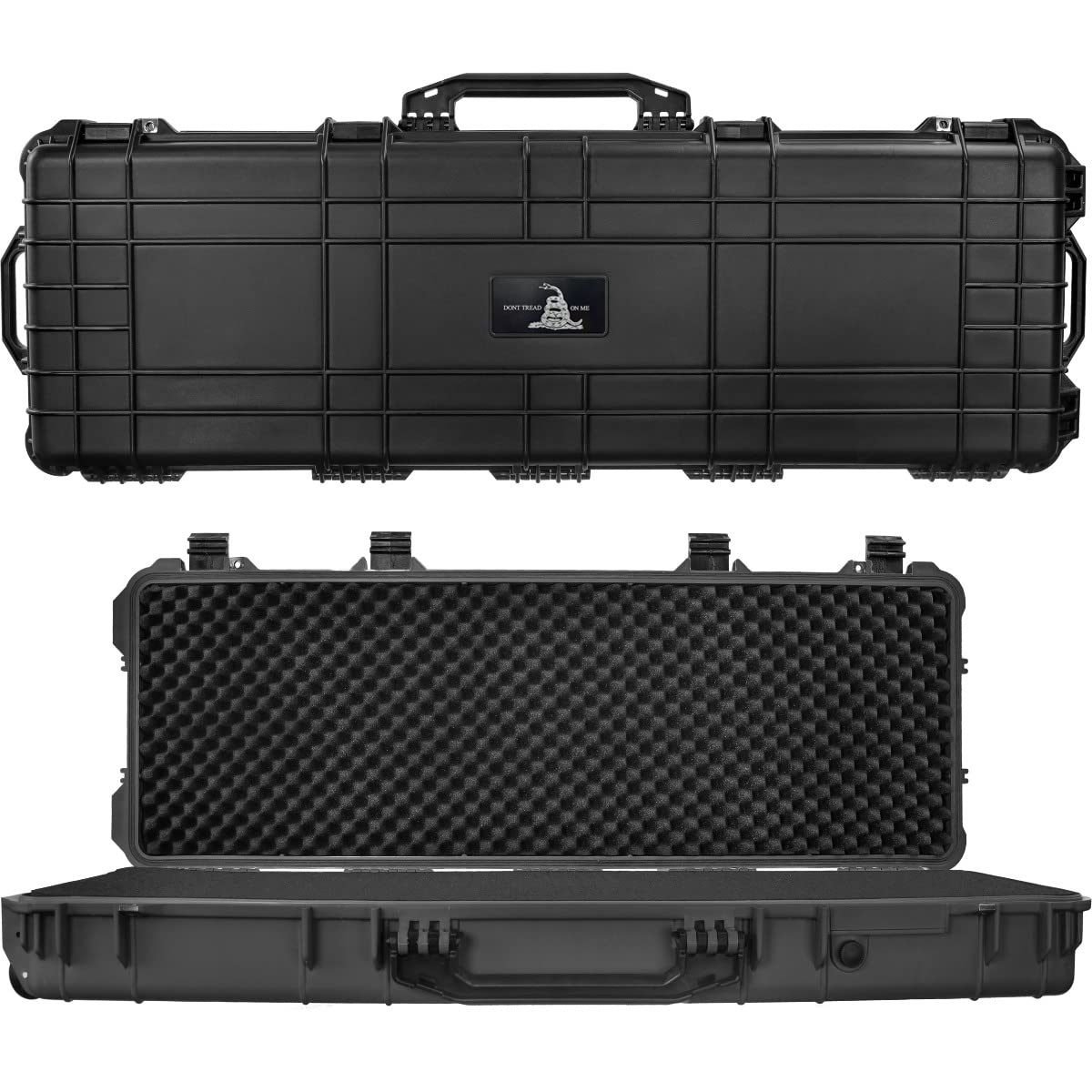 Eylar Don't Tread On Me Hard Rifle Case, Waterproof & Shockproof with Foam (Black, 48 Inch Rifle Case)
