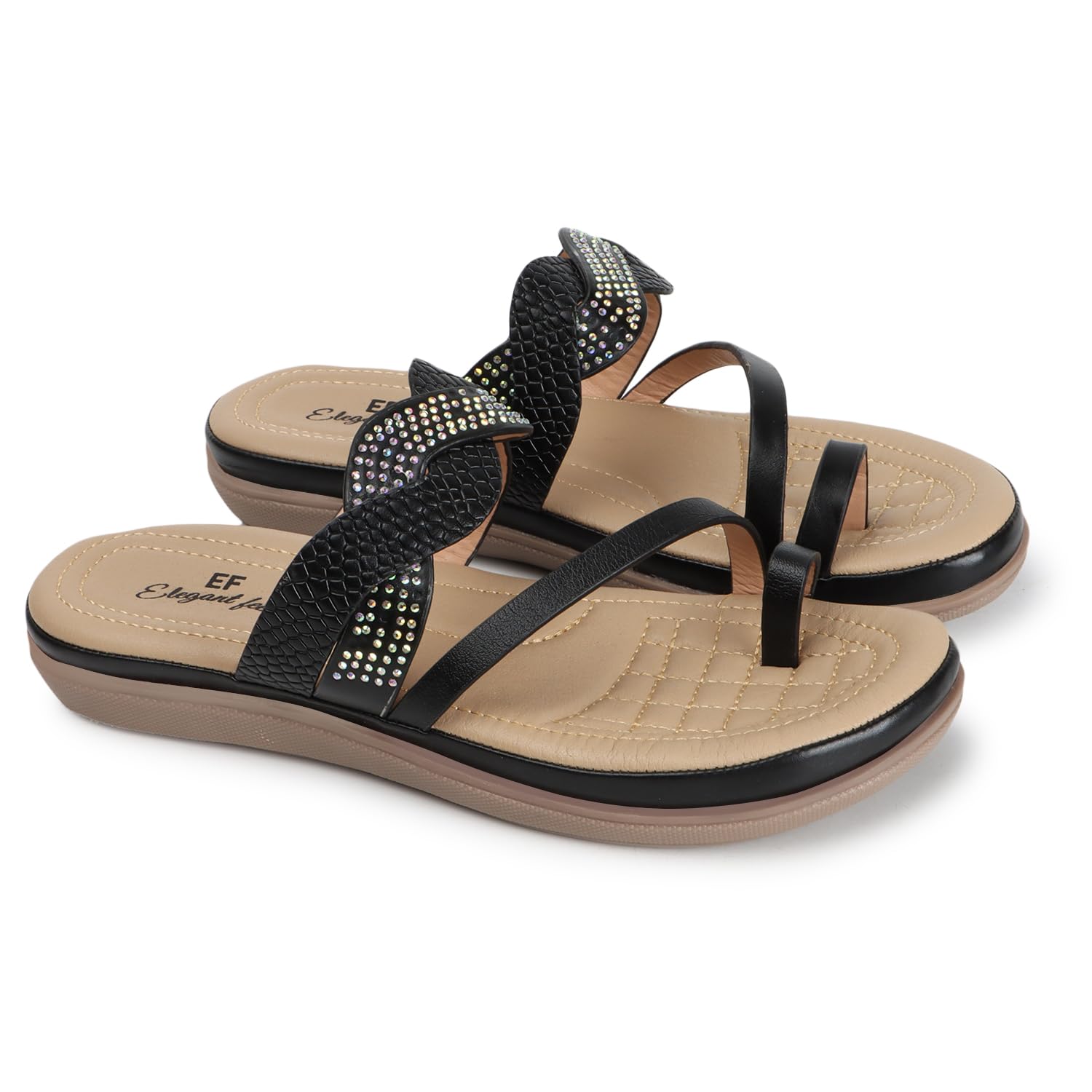 Elegant feet Women Stylish Flats Sandal Slip on Fashionable Casual Daily/College Wear Fancy Slipper Footwear Fashion Toe Ring Flat Sandals for Ladies (B0D76XJWFD) Amazon Price History, Amazon Price Tracker