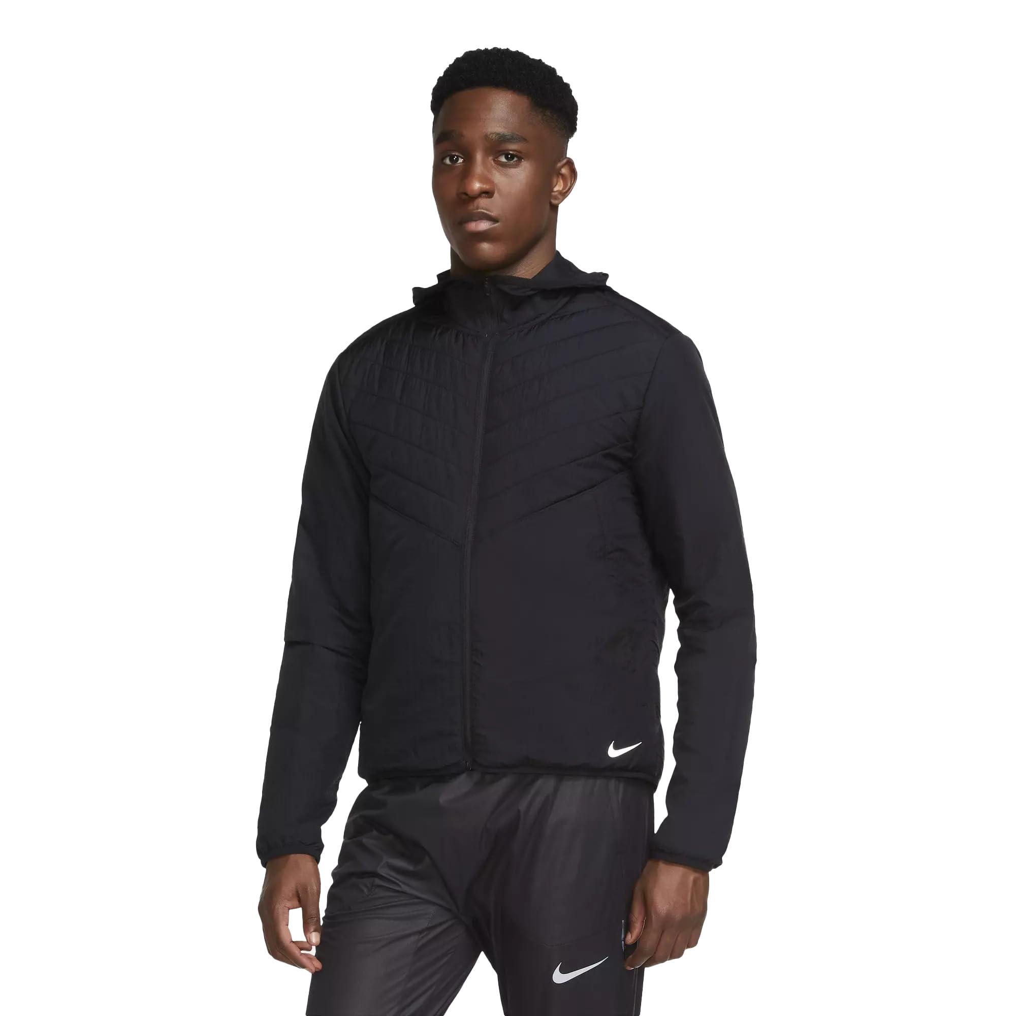 Nike Aerolayer Repel Syn Fill Hooded Insulated Running Jacket Black Size Medium