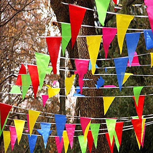 PartyMane 15ft Fabric Pennant Bunting Paper String Banners for Wedding