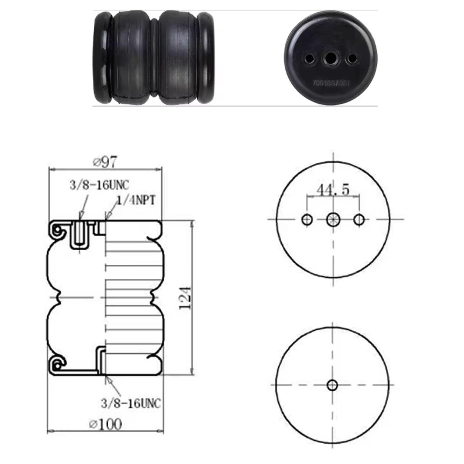 Compatibile Con Dodge Per Ram 1500 2500 3500 Porta 1/4 Per Npt Piccolo Sacco Di Assorbimento Degli Urti Air Ride Springs Sospensione Aria Singola Sospensioni Pneumatiche Molla