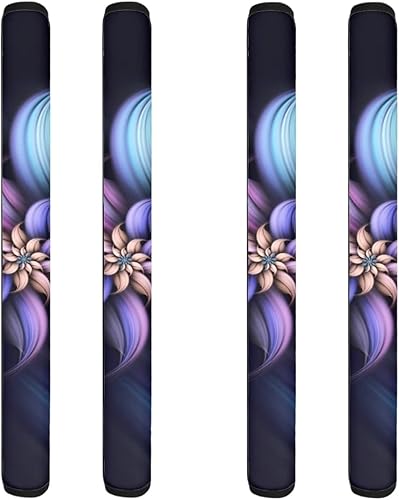 Vista 18 de 4 fundas para manija de puerta de refrigerador con flores marrones, lavables, antideslizantes, para nevera, horno, mantener alejadas las huellas