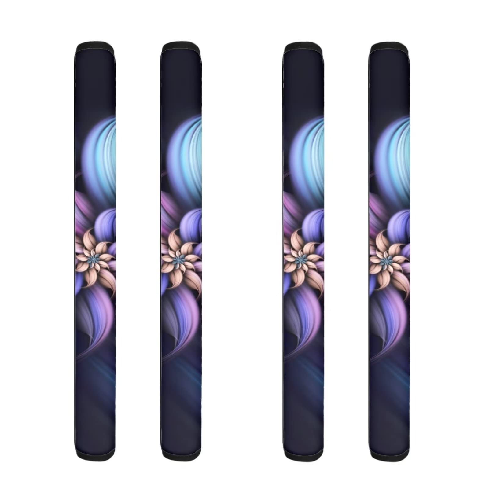 Washable Refrigerator Handle Door Cover 2 Pairs Protector Microwave Dishwasher Easy to Clean Soft Comfort Keep Kitchen Clean from Smudges Food Stains, Fashion Flower Purple Blue