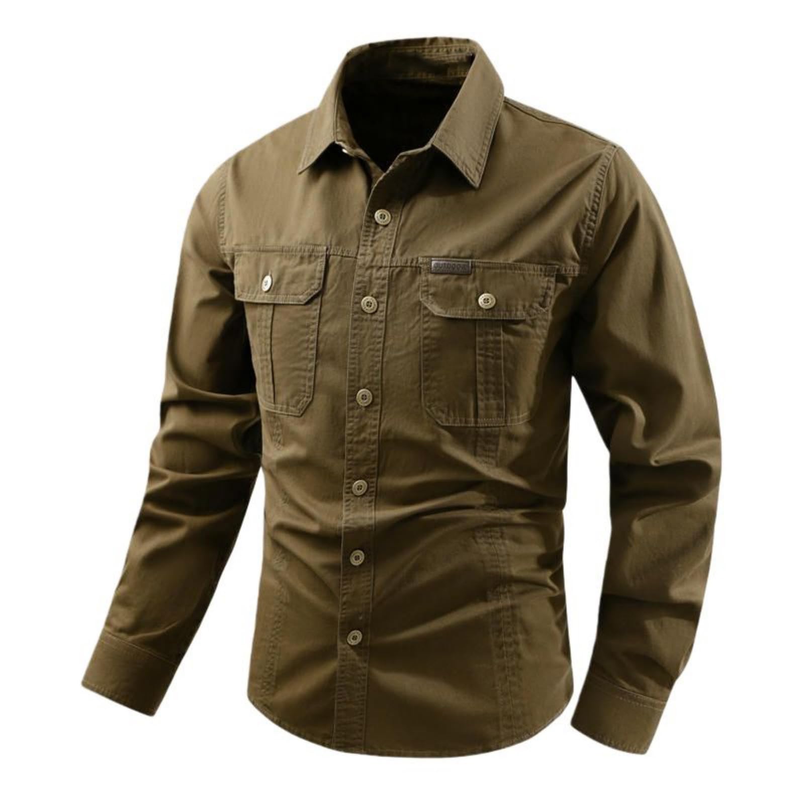 Camisa de manga larga para hombre de primavera holgada de algodón lavado de negocios casual