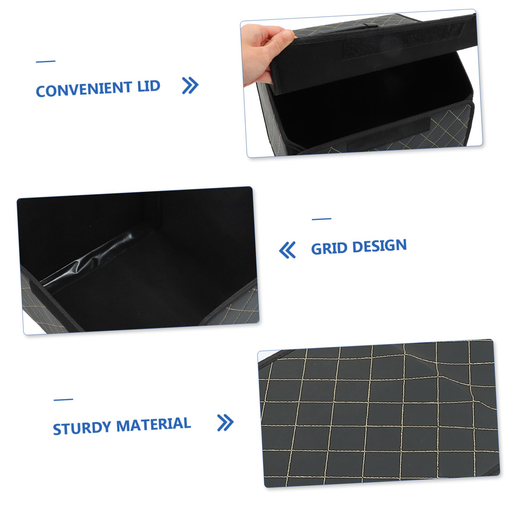 BESTYASH Organizer Scatola Cuoio Auto in Pieghevole Bagagliaio Nero | Vano Posteriore Dell’auto, Facile da Pulire e Riutilizzabile, Finitura Elegante e Raffinata