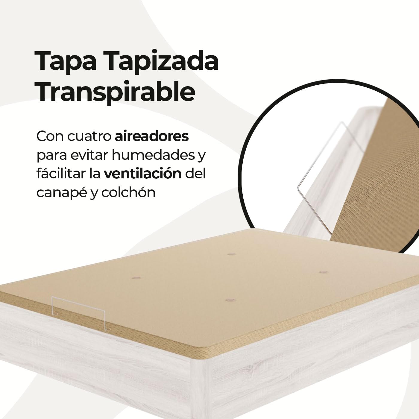 Somnia Descanso - Canapé Abatible de Madera Súper Reforzado con Gran Capacidad, Esquinas Redondeadas, 135 x 190, Polar
