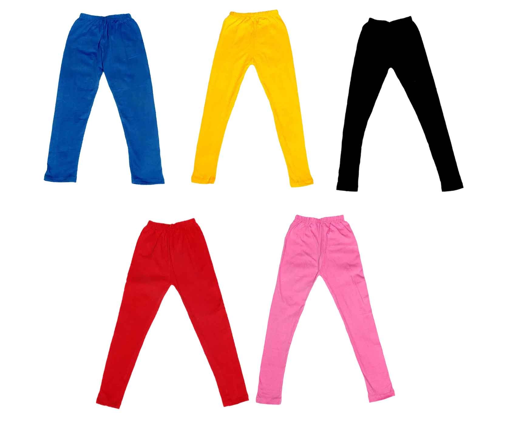 IndiWeaves Girls' Regular Fit Leggings (Pack of 5) (7140907050408-IW-34_Assorted_11-12 Years)