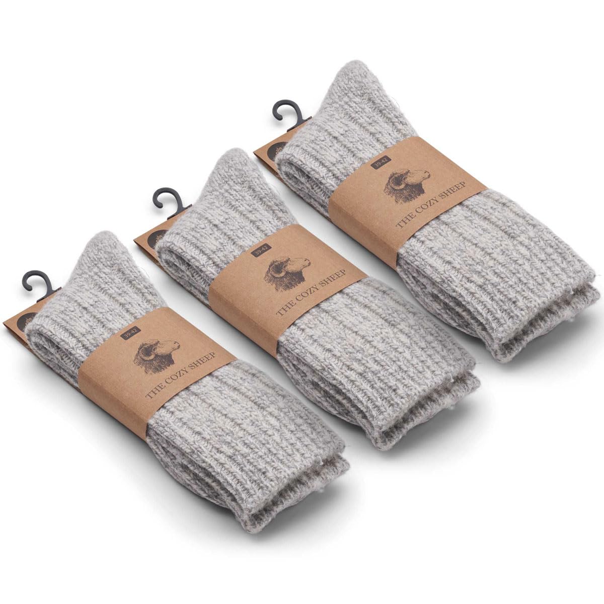 THE COZY SHEEP Wollsocken Herren und Damen | Bequeme Warme Strümpfe | Dicke Kuschelsocken für kalte Füße | Norweger Socken aus Wolle | Langlebige Schafwollsocken