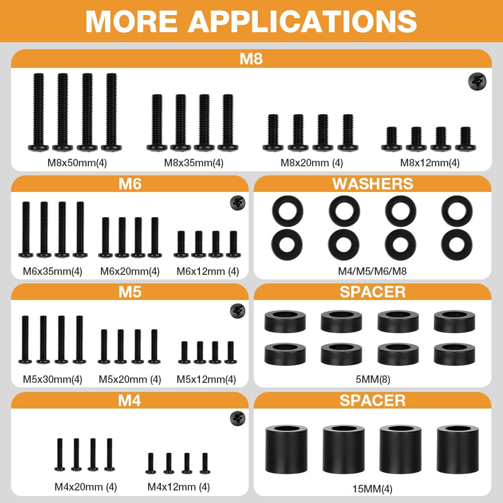 Flintronic Universal TV Mounting Hardware Kit, TV Bracket Screw, 68pcs Mounting Screws Works with TVs Up to 80'', Includes M4 - Image 2