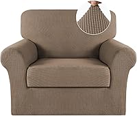 Vista 120 de Turquoize - Fundas de sillas de 2 piezas, fundas de sofá, funda de sillón con reposabrazos, protector lavable para sillas, tela jacquard gruesa Cian