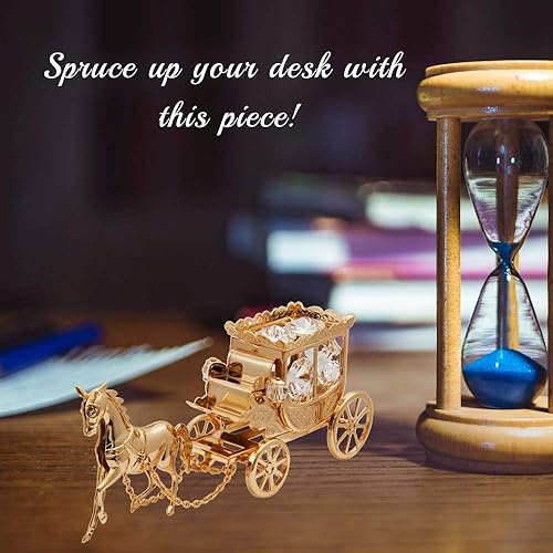 Miniatura 4 de Matashi Figura de escritorio chapada en oro de 24 quilates con cristales y tachuelas de caballo dibujada en caballo  Decoración coleccionable para