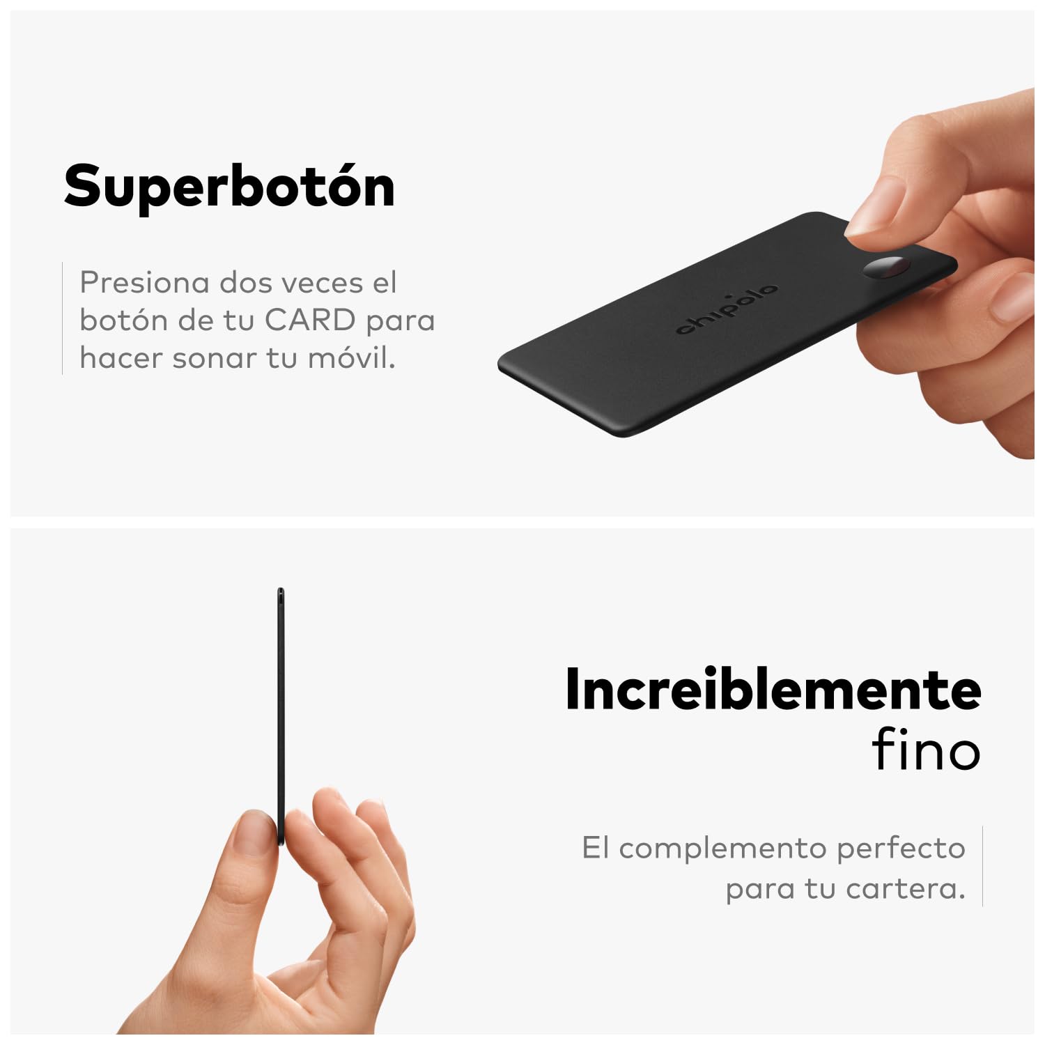 Chipolo Card - rastreador Recargable, rastreador Bluetooth y localizador de Objetos y Pasaporte, Compatible con Buscar de Apple y el Localizador de Google, Llama tu móvil y Alertas Fuera de Alcance