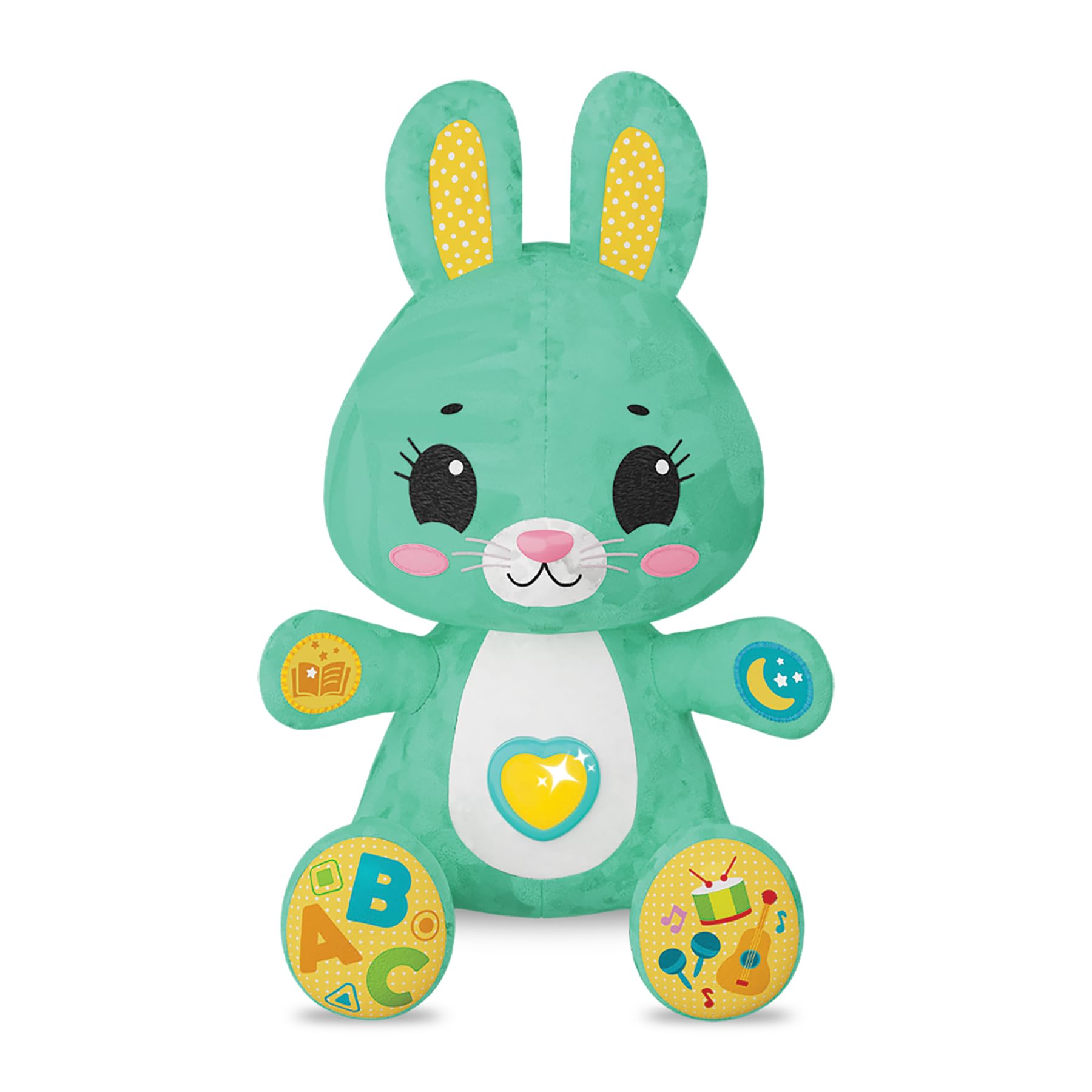Kids Hits Play with Me Bunny – Interactive Plush Musical Toy for Toddlers – Light-Up Belly, ABCs, Lullabies & Fairy Tales – Educational Stuffed Rabbit – Ages 1+