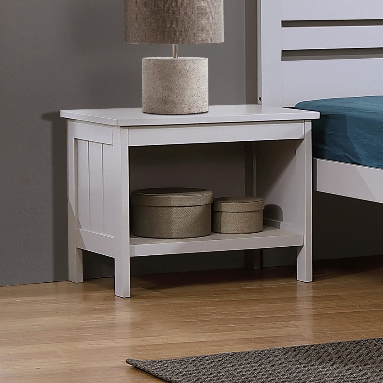 Kelsey Stores Solid Hard Wood Beds 3Ft Single 4Ft Small Double 4FT6 Double 5FT King Size Bed Frame In Grey Or Antique Pine (Grey, Bedside Cabinet Only)