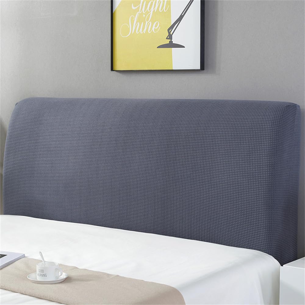 Hearda Jacquard Elastic Bed Headboard Cover, Solid Color Dustproof Protector Cover, Headboard Slipcover for Single Small Double King Size Bed All-inclusive Bed Head Cover (Gray Blue,120cm) — image 1