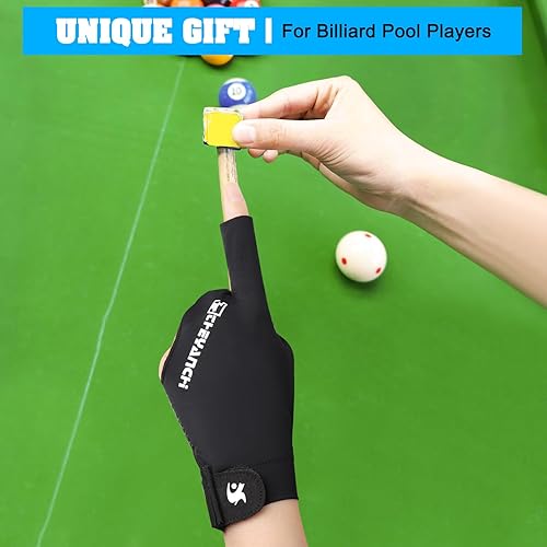 Miniatura 5 de Guantes de billar para billar, mano izquierda, 3 dedos, transpirables, guantes de billar, guantes deportivos ajustables para hombres y mujeres,