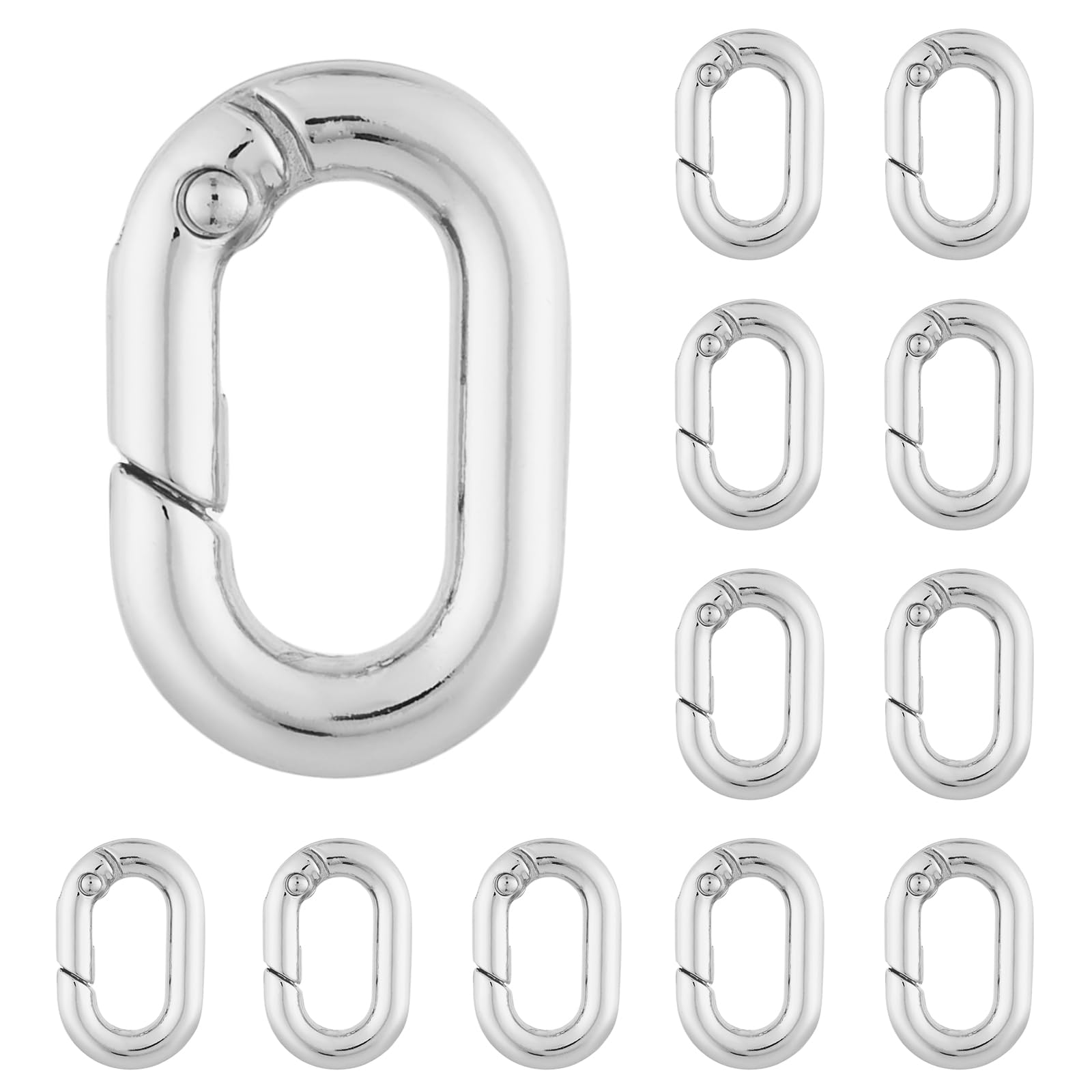 QIUTIMIY Lot de 12 Petits mousquetons à Ressort en métal Ovale pour Porte-Monnaie, Porte-clés, Escalade, randonnée, Portefeuille