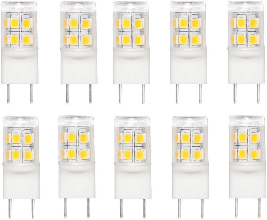 CBconcept UL-Listed, G8 LED Light Bulb (Shorter 35mm Length), 10-Pack, 2 Watt, 220 Lumen, NOT Dimmable, Warm White 3000K, 360° Beam Angle, 20W Equivalent, JCD Halogen Replacement Bulb