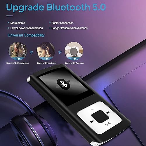 Hotechs - Reproductor de MP3, reproductor de música HiFi de 32 GB con Bluetooth 5.0, con grabadora de voz, video, visor de fotos, libro electrónico,